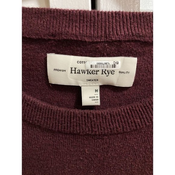 Hawker Rye 95/5 Cotton Cashmere Blend Maroon Red Mens Crewneck Sweater Size M - Picture 3 of 4
